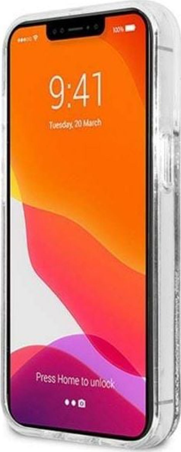 Κάλυμμα Karl Lagerfeld KLHCP13LKICGLS Apple iPhone 13 Pro ασημί σκληρή θήκη Liquid Glitter Karl&Choupette Head