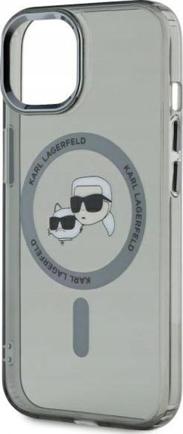 Karl Lagerfeld Karl Lagerfeld KLHMP15SHLSKCK iPhone 15 6.1" μαύρο/μαύρο σκληρή θήκη IML Metal Karl&Choupette Head MagSafe