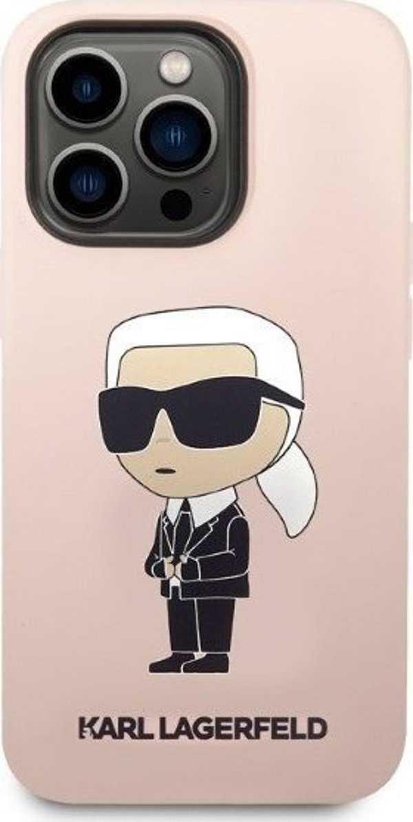 Σκληρή θήκη Karl Lagerfeld Etui Karl Lagerfeld KLHMP14LSNIKBCP Apple iPhone 14 Pro ροζ/ροζ Σιλικόνη NFT Ikonik Magsafe