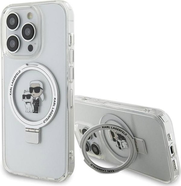 Θήκη Karl Lagerfeld Karl Lagerfeld KLHMP13XHMRSKCH iPhone 13 Pro Max 6.7" λευκό/white σκληρή θήκη με βάση δαχτυλιδιού Karl&Choupettte MagSafe