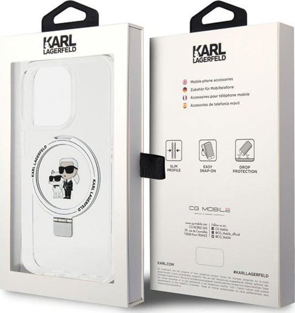 Θήκη Karl Lagerfeld Karl Lagerfeld KLHMP13XHMRSKCH iPhone 13 Pro Max 6.7" λευκό/white σκληρή θήκη με βάση δαχτυλιδιού Karl&Choupettte MagSafe