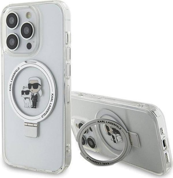 Θήκη Karl Lagerfeld Karl Lagerfeld KLHMP13XHMRSKCH iPhone 13 Pro Max 6.7" λευκό/white σκληρή θήκη με βάση δαχτυλιδιού Karl&Choupettte MagSafe