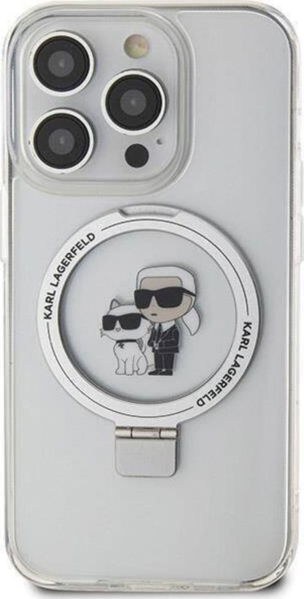 Θήκη Karl Lagerfeld Karl Lagerfeld KLHMP13XHMRSKCH iPhone 13 Pro Max 6.7" λευκό/white σκληρή θήκη με βάση δαχτυλιδιού Karl&Choupettte MagSafe