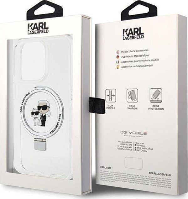 Θήκη Karl Lagerfeld Karl Lagerfeld KLHMP13XHMRSKCH iPhone 13 Pro Max 6.7" λευκό/white σκληρή θήκη με βάση δαχτυλιδιού Karl&Choupettte MagSafe
