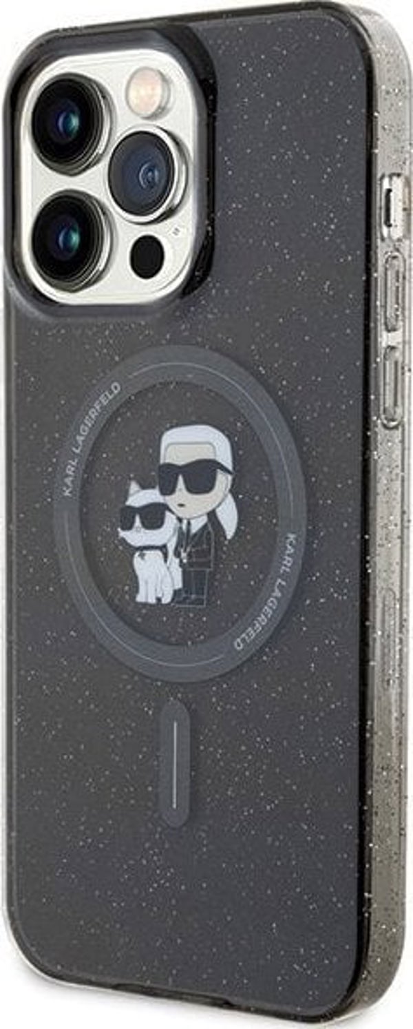 Θήκη Karl Lagerfeld Karl Lagerfeld KLHMP15XHGKCNOK iPhone 15 Pro Max 6.7" μαύρο/black σκληρή θήκη Karl&Choupette Glitter MagSafe