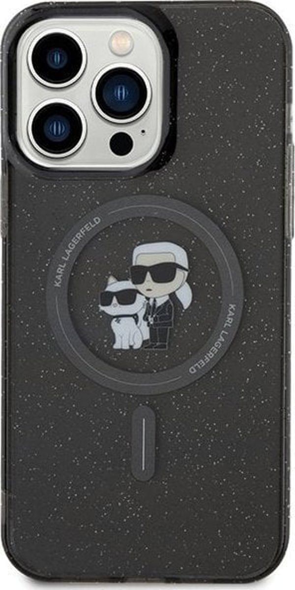 Θήκη Karl Lagerfeld Karl Lagerfeld KLHMP15XHGKCNOK iPhone 15 Pro Max 6.7" μαύρο/black σκληρή θήκη Karl&Choupette Glitter MagSafe