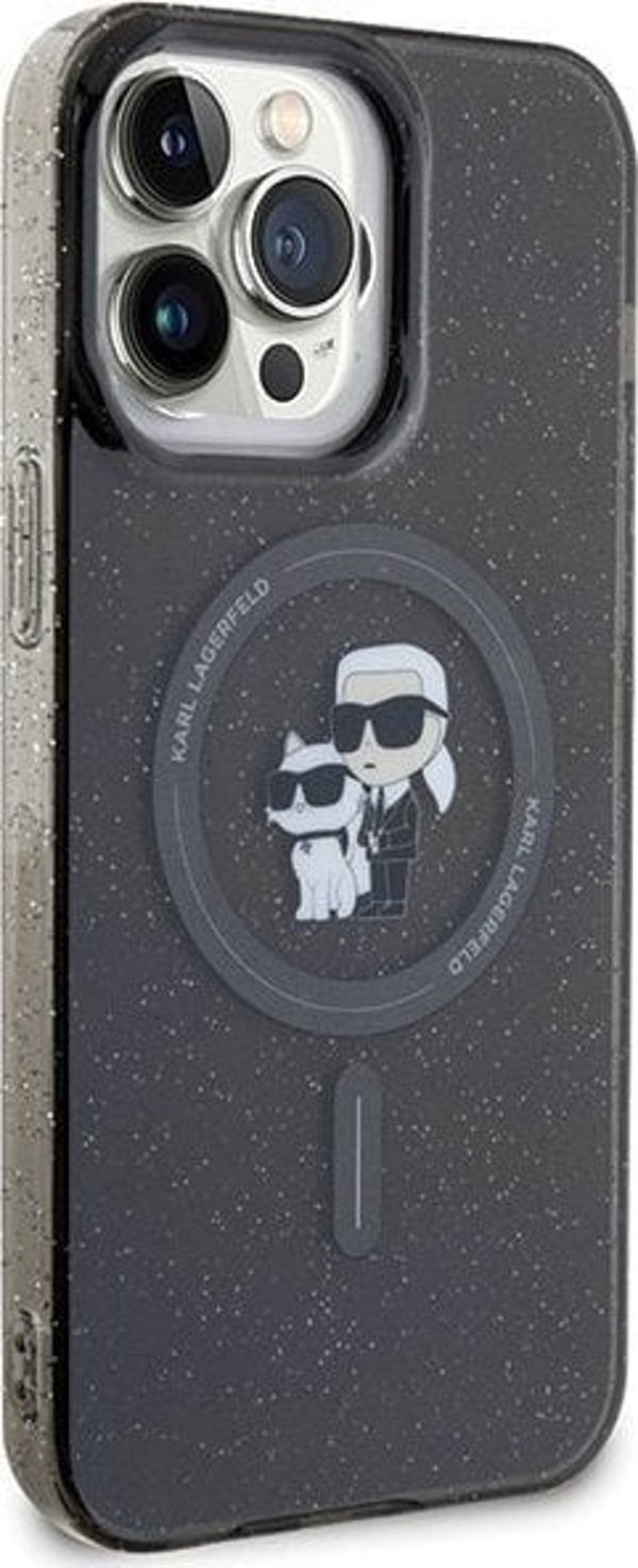 Θήκη Karl Lagerfeld Karl Lagerfeld KLHMP15XHGKCNOK iPhone 15 Pro Max 6.7" μαύρο/black σκληρή θήκη Karl&Choupette Glitter MagSafe