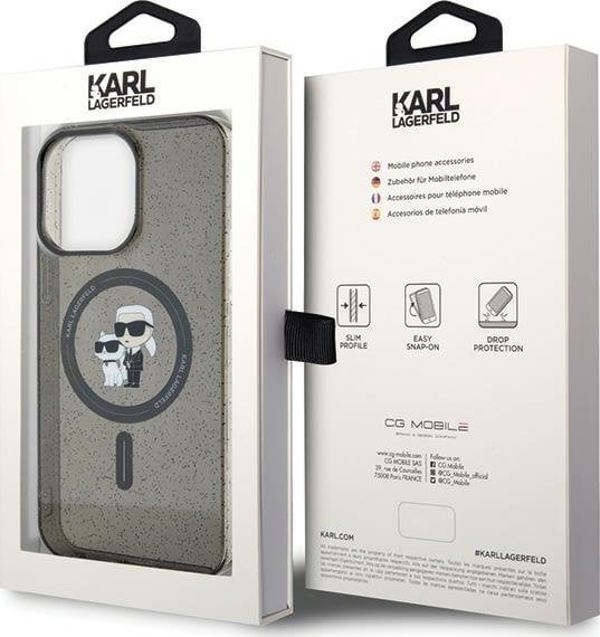 Θήκη Karl Lagerfeld Karl Lagerfeld KLHMP15XHGKCNOK iPhone 15 Pro Max 6.7" μαύρο/black σκληρή θήκη Karl&Choupette Glitter MagSafe