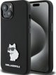Κάλυμμα σιλικόνης Karl Lagerfeld KLHCP15MSMHCNPK iPhone 15 Plus 6.7" μαύρο με μεταλλική καρφίτσα Choupette