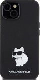 Κάλυμμα σιλικόνης Karl Lagerfeld KLHCP15MSMHCNPK iPhone 15 Plus 6.7" μαύρο με μεταλλική καρφίτσα Choupette
