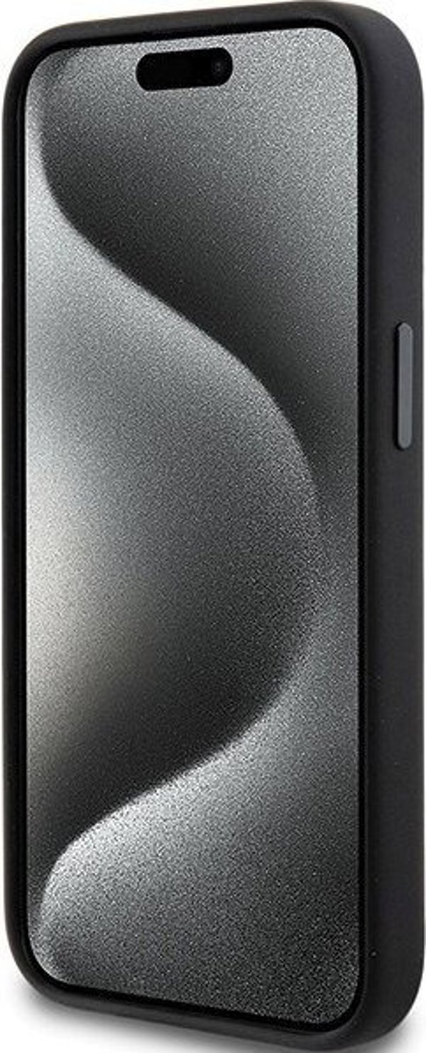Κάλυμμα σιλικόνης Karl Lagerfeld KLHCP15MSMHCNPK iPhone 15 Plus 6.7" μαύρο με μεταλλική καρφίτσα Choupette