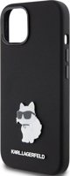 Κάλυμμα σιλικόνης Karl Lagerfeld KLHCP15MSMHCNPK iPhone 15 Plus 6.7" μαύρο με μεταλλική καρφίτσα Choupette