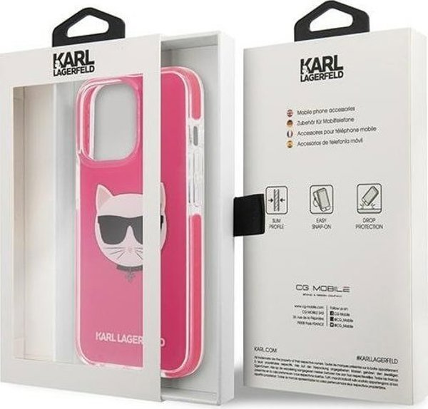 Σκληρή θήκη Karl Lagerfeld KLHCP13XTPECPI iPhone 13 Pro Max 6,7" φούξια Choupette Head NoSize