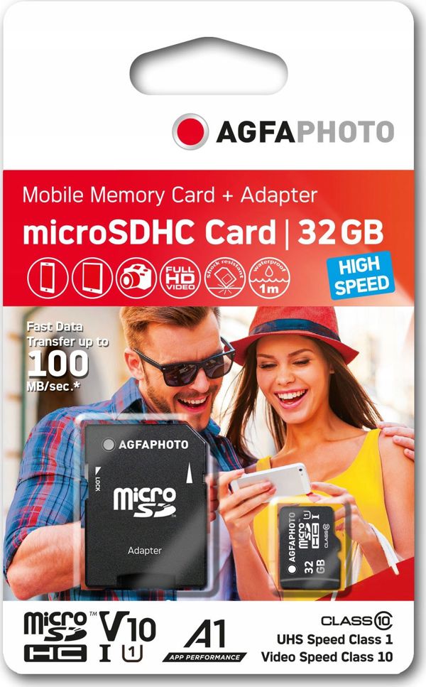 Κάρτα Μνήμης AgfaPhoto MicroSDHC 32GB Class 10 UHS-I A1 V10 (SB6031) για Smartphone, Tablet και Κάμερες