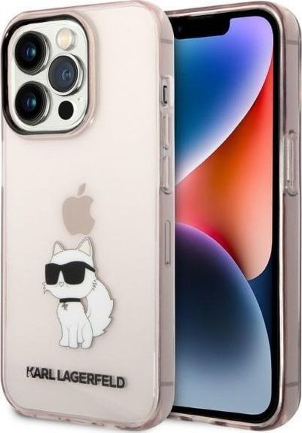 Σκληρή θήκη Karl Lagerfeld KLHCP14XHNCHTCP Apple iPhone 14 Pro Max ροζ Ikonik Choupette