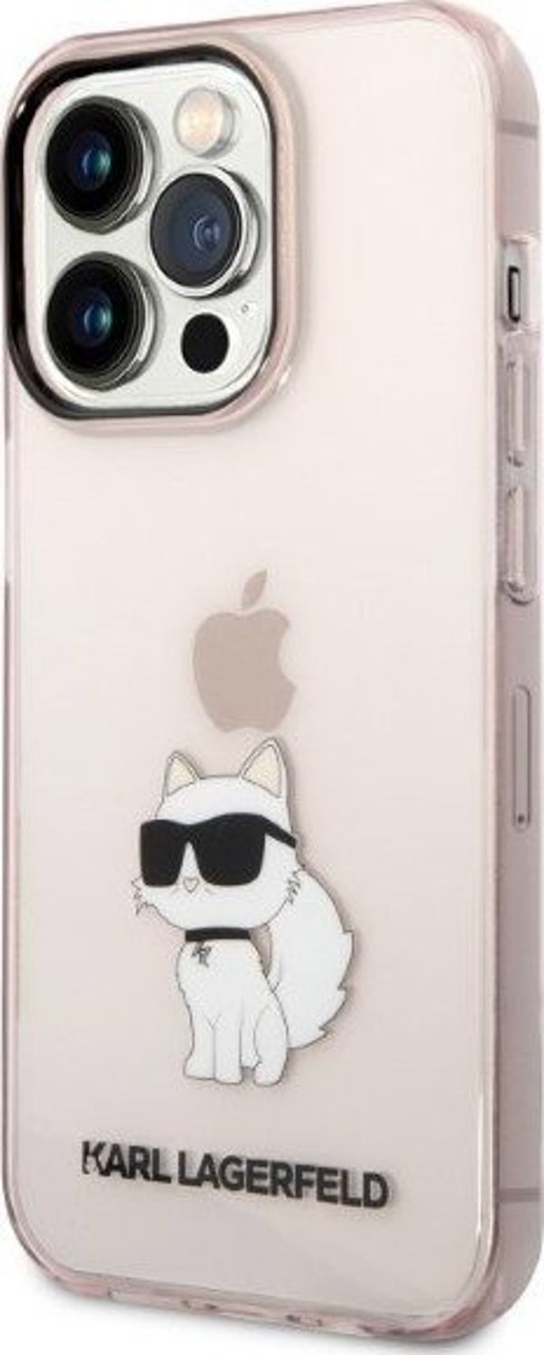 Σκληρή θήκη Karl Lagerfeld KLHCP14XHNCHTCP Apple iPhone 14 Pro Max ροζ Ikonik Choupette