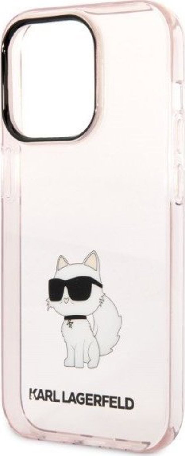 Σκληρή θήκη Karl Lagerfeld KLHCP14XHNCHTCP Apple iPhone 14 Pro Max ροζ Ikonik Choupette