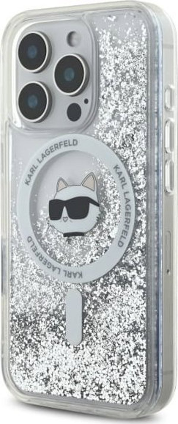 Σκληρή θήκη Karl Lagerfeld KLHMP16XLGCHSGH iPhone 16 Pro Max 6.9" διαφανής Liquid Glitter Choupette Head Magsafe