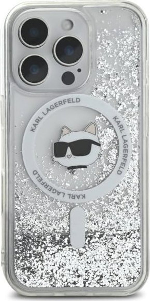 Σκληρή θήκη Karl Lagerfeld KLHMP16XLGCHSGH iPhone 16 Pro Max 6.9" διαφανής Liquid Glitter Choupette Head Magsafe