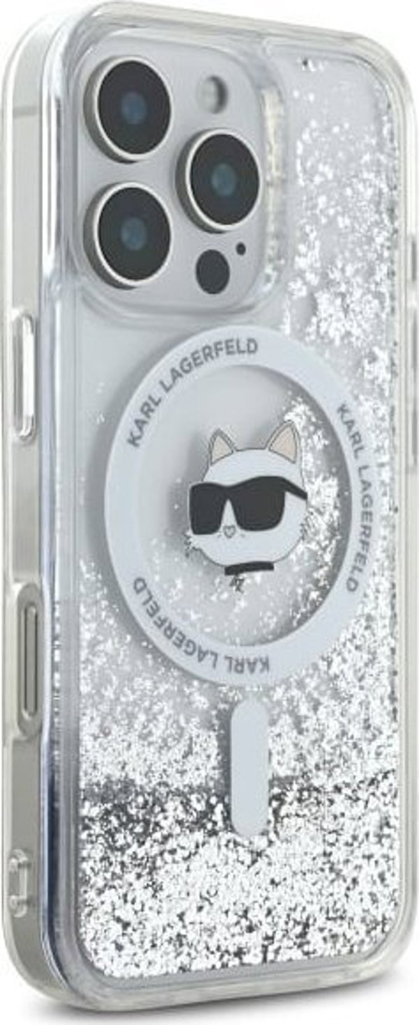 Σκληρή θήκη Karl Lagerfeld KLHMP16XLGCHSGH iPhone 16 Pro Max 6.9" διαφανής Liquid Glitter Choupette Head Magsafe