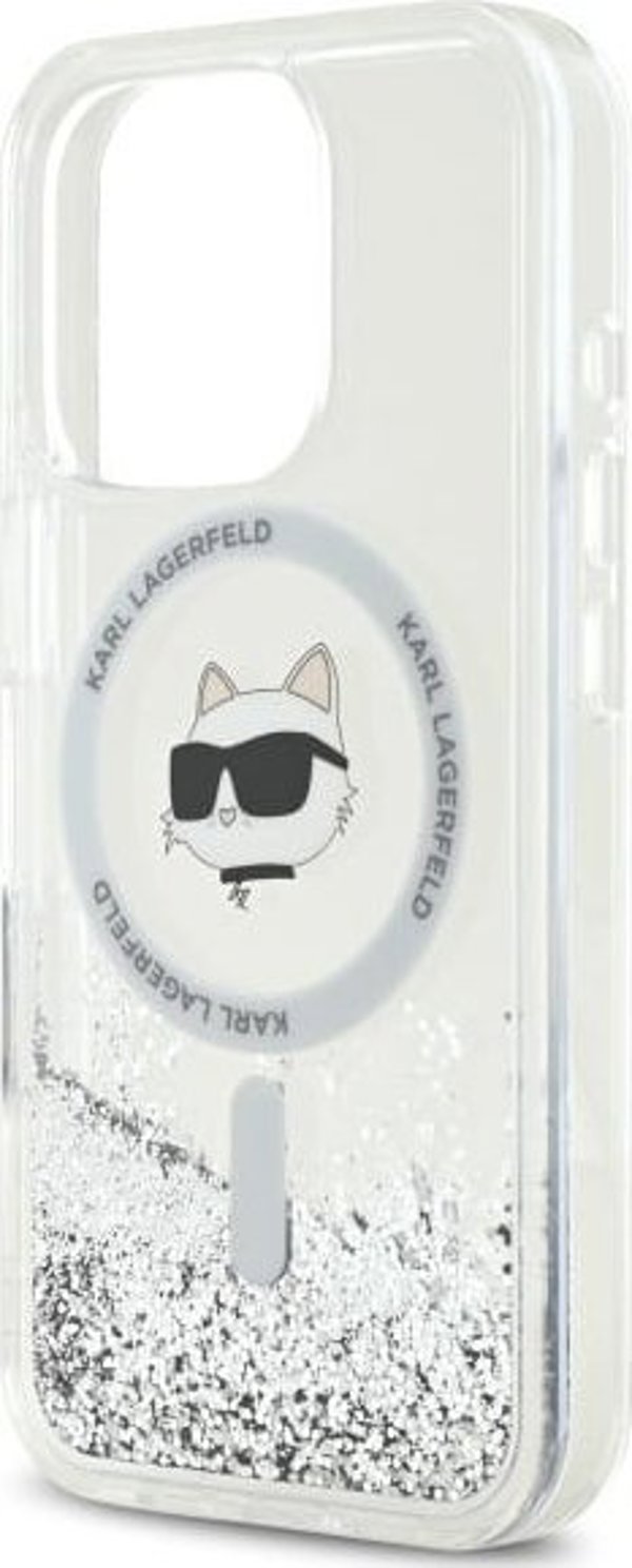 Σκληρή θήκη Karl Lagerfeld KLHMP16XLGCHSGH iPhone 16 Pro Max 6.9" διαφανής Liquid Glitter Choupette Head Magsafe