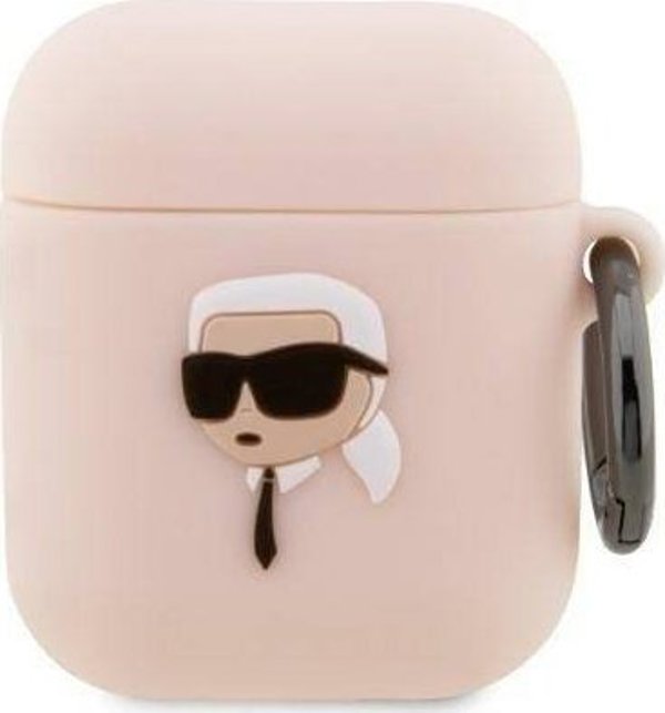 Κάλυμμα Karl Lagerfeld Etui Karl Lagerfeld KLA2RUNIKP Apple AirPods 2/1 ροζ Σιλικόνη Karl Head 3D