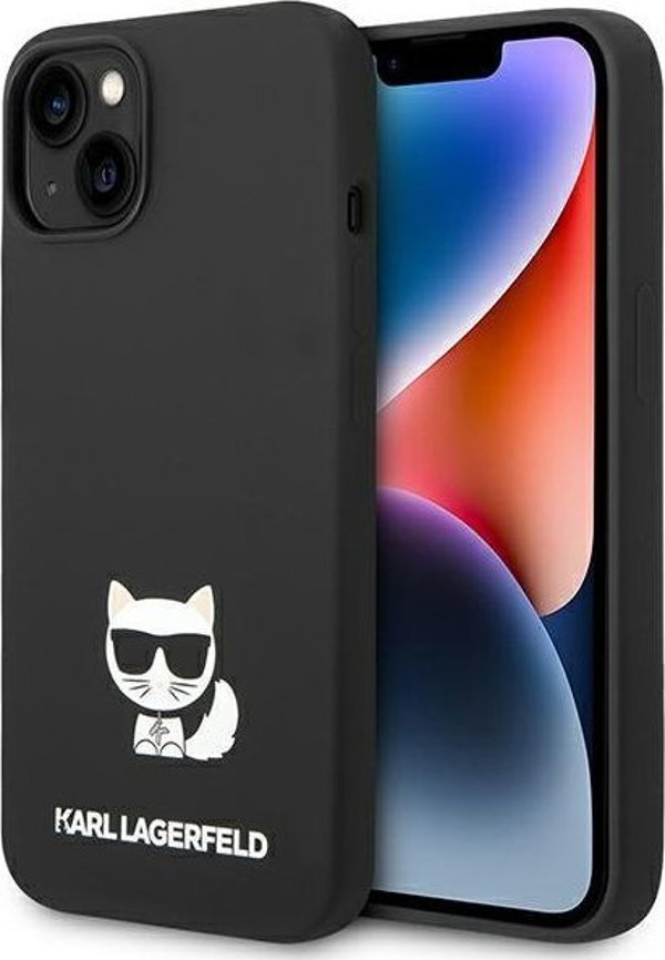 Σκληρή θήκη Karl Lagerfeld KLHCP14SSLCTBK Apple iPhone 14 μαύρη σιλικόνη Choupette Body