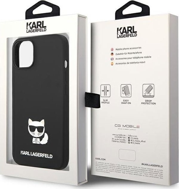 Σκληρή θήκη Karl Lagerfeld KLHCP14SSLCTBK Apple iPhone 14 μαύρη σιλικόνη Choupette Body