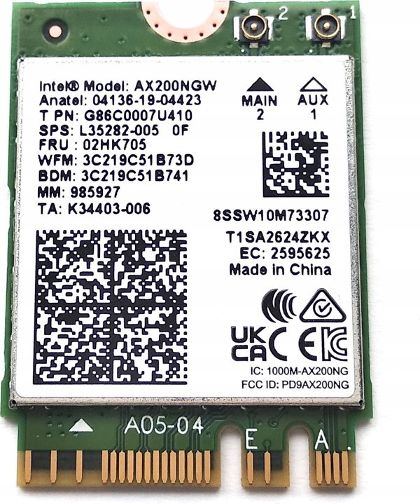 Κάρτα δικτύου Intel NIC WI-FI 6 AX200 2230 2x2