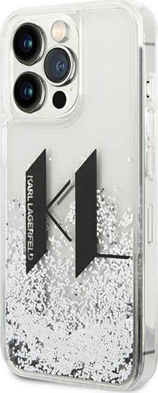 Karl Lagerfeld Θήκη Karl Lagerfeld Liquid Glitter Big KL HardCase για iPhone 14 Pro ασημί