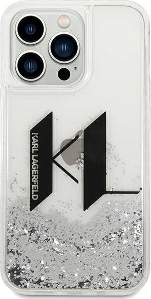 Karl Lagerfeld Θήκη Karl Lagerfeld Liquid Glitter Big KL HardCase για iPhone 14 Pro ασημί