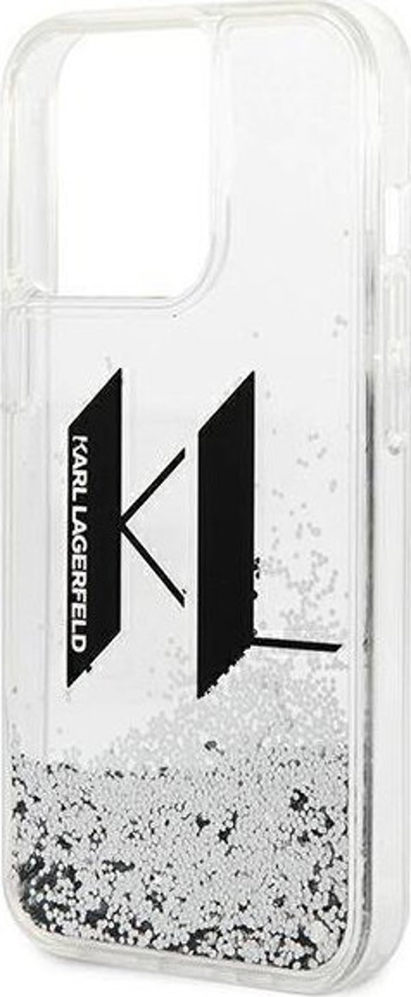 Karl Lagerfeld Θήκη Karl Lagerfeld Liquid Glitter Big KL HardCase για iPhone 14 Pro ασημί