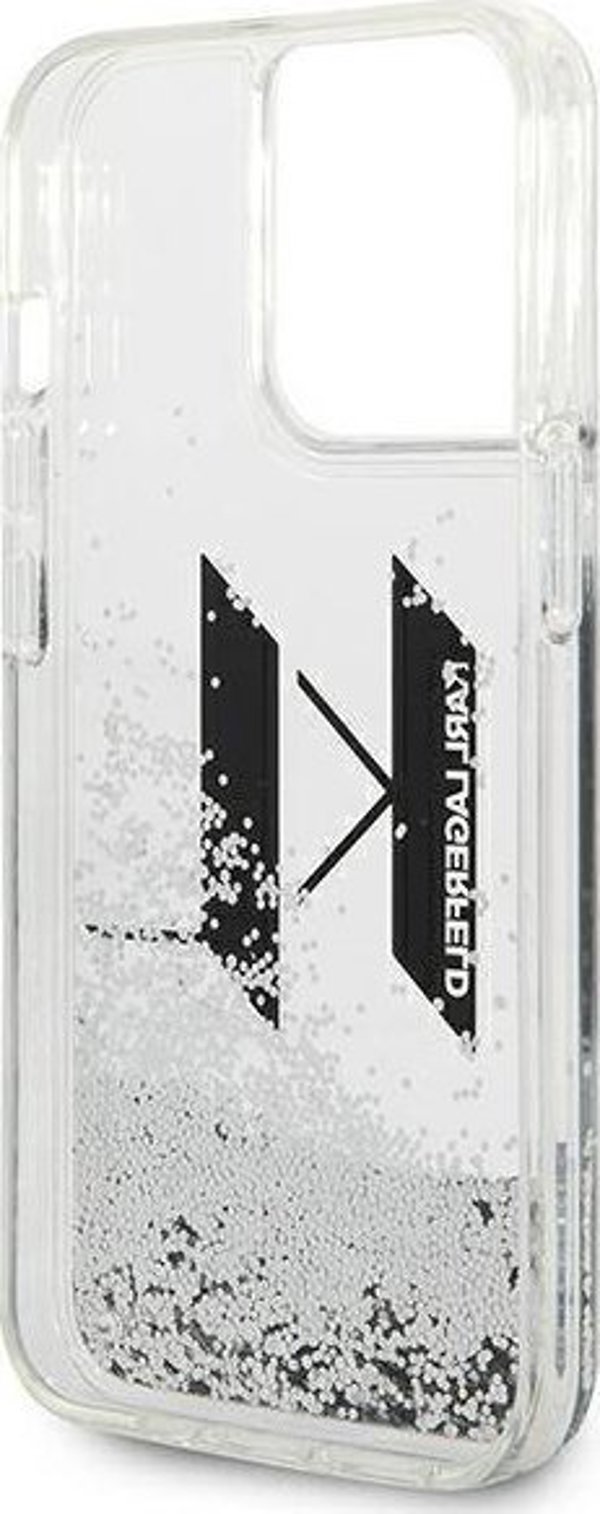 Karl Lagerfeld Θήκη Karl Lagerfeld Liquid Glitter Big KL HardCase για iPhone 14 Pro ασημί