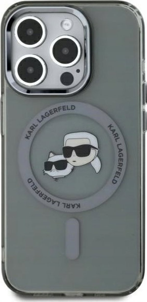 Θήκη Karl Lagerfeld Karl Lagerfeld KLHMP15XHLSKCK iPhone 15 Pro Max 6.7" μαύρο/μαύρο σκληρή θήκη IML Metal Karl&Choupette Head MagSafe