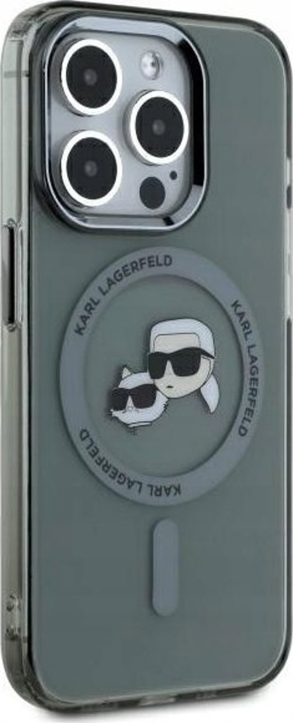 Θήκη Karl Lagerfeld Karl Lagerfeld KLHMP15XHLSKCK iPhone 15 Pro Max 6.7" μαύρο/μαύρο σκληρή θήκη IML Metal Karl&Choupette Head MagSafe