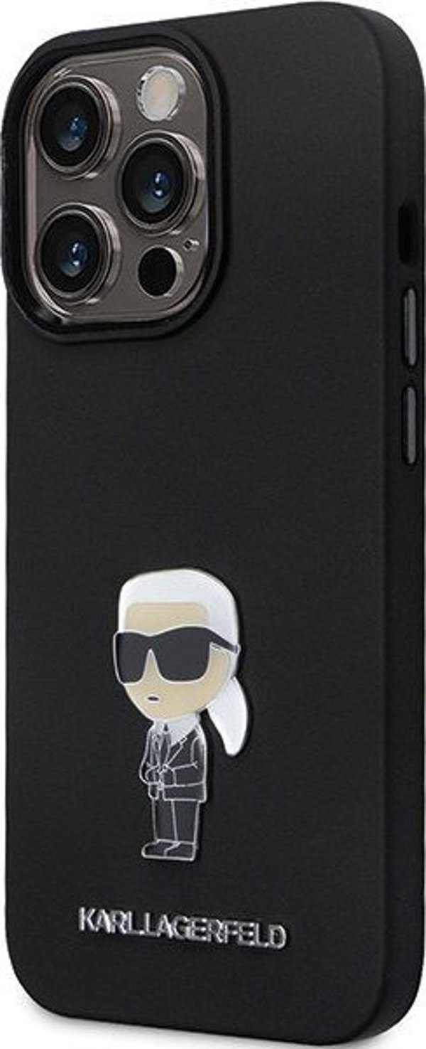 Θήκη Karl Lagerfeld KLHCP14LSMHKNPK iPhone 14 Pro 6.1" μαύρη Σιλικόνη Ikonik Metal Pin