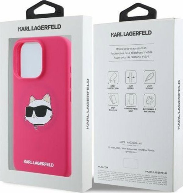 Karl Lagerfeld Karl Lagerfeld KLHMP16XSCHPPLF iPhone 16 Pro Max 6.9" fuksja/fuschia hardcase Silicone Choupette Head Print MagSafe