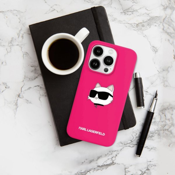 Karl Lagerfeld Karl Lagerfeld KLHMP16XSCHPPLF iPhone 16 Pro Max 6.9" fuksja/fuschia hardcase Silicone Choupette Head Print MagSafe