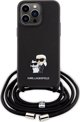 Karl Lagerfeld Karl Lagerfeld KLHCP15XSAKCPSK iPhone 15 Pro Max 6.7" σκληρή θήκη μαύρη Crossbody Saffiano Metal Pin Karl & Choupette