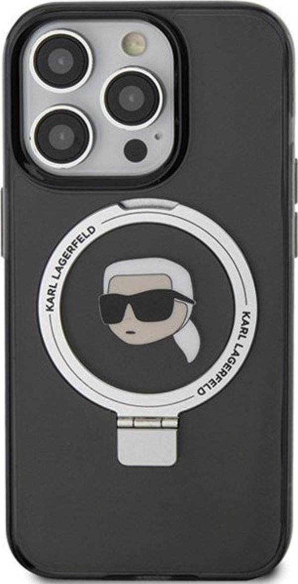 Karl Lagerfeld Karl Lagerfeld KLHMP15LHMRSKHK iPhone 15 Pro 6.1" μαύρη σκληρή θήκη Ring Stand Karl Head MagSafe