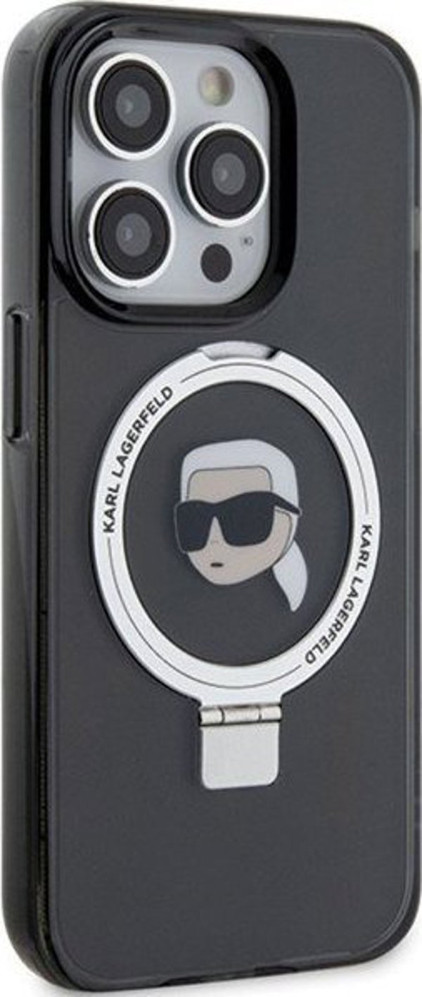 Karl Lagerfeld Karl Lagerfeld KLHMP15LHMRSKHK iPhone 15 Pro 6.1" μαύρη σκληρή θήκη Ring Stand Karl Head MagSafe