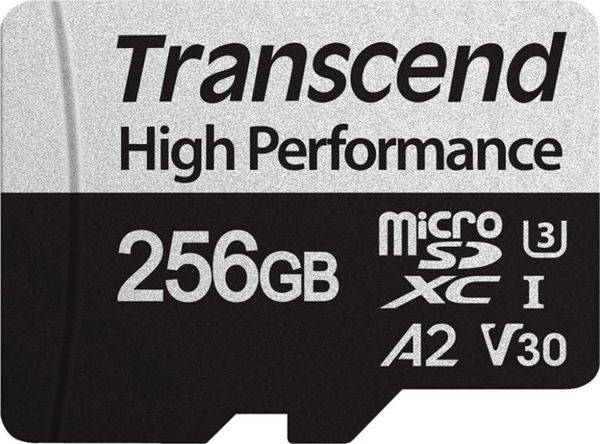Κάρτα Μνήμης Transcend 340S MicroSDXC 256GB, UHS-I U3, V30, A2, Ταχύτητα 160MB/s, με Προσαρμογέα (TS256GUSD340S)