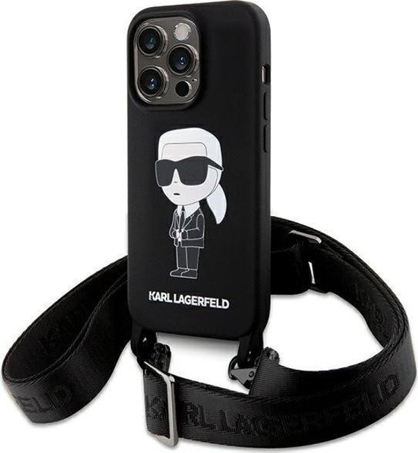 Σκληρή θήκη Karl Lagerfeld Karl Lagerfeld KLHCP15XSCBSKNK iPhone 15 Pro Max 6.7" μαύρη Crossbody Silicone Ikonik