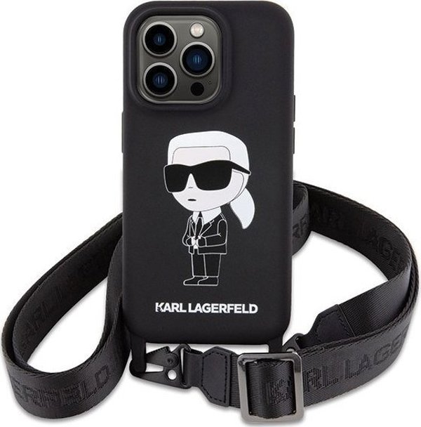 Σκληρή θήκη Karl Lagerfeld Karl Lagerfeld KLHCP15XSCBSKNK iPhone 15 Pro Max 6.7" μαύρη Crossbody Silicone Ikonik