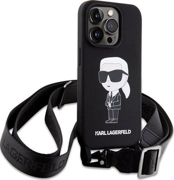 Σκληρή θήκη Karl Lagerfeld Karl Lagerfeld KLHCP15XSCBSKNK iPhone 15 Pro Max 6.7" μαύρη Crossbody Silicone Ikonik