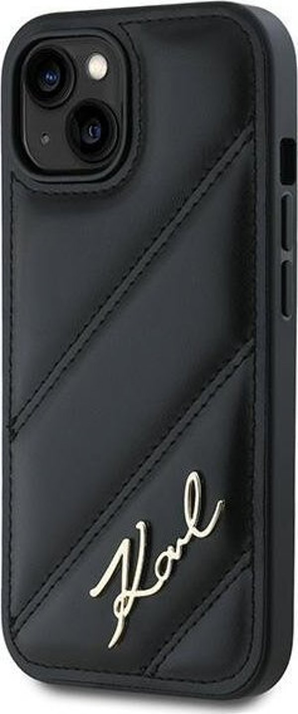 Σκληρή θήκη Karl Lagerfeld Karl Lagerfeld KLHCP13MPQDSMGK iPhone 13 6.1" μαύρη Diagonal Quilted Script