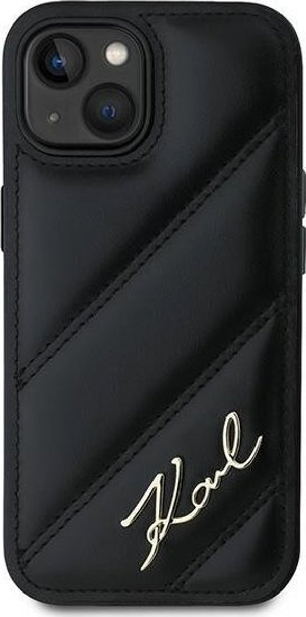 Σκληρή θήκη Karl Lagerfeld Karl Lagerfeld KLHCP13MPQDSMGK iPhone 13 6.1" μαύρη Diagonal Quilted Script