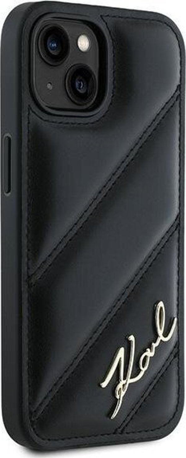 Σκληρή θήκη Karl Lagerfeld Karl Lagerfeld KLHCP13MPQDSMGK iPhone 13 6.1" μαύρη Diagonal Quilted Script