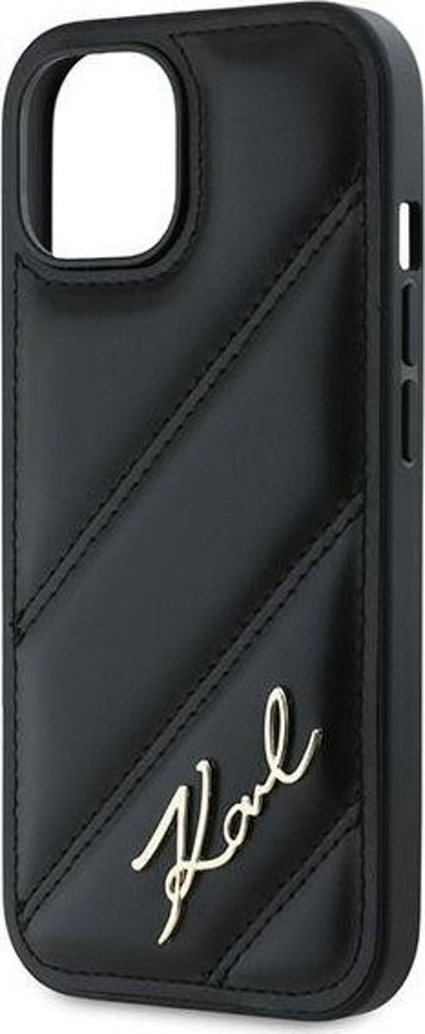 Σκληρή θήκη Karl Lagerfeld Karl Lagerfeld KLHCP13MPQDSMGK iPhone 13 6.1" μαύρη Diagonal Quilted Script