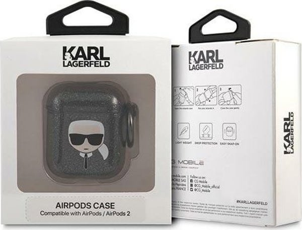 Θήκη προστασίας KLA2UKHGK Glitter Karl`s Head για AirPods 1/2 γκρι